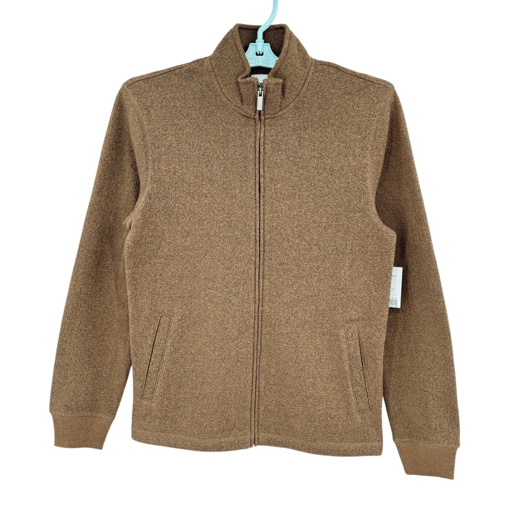 Sonoma Men's Brown Fleece Sweater Size Small Full Zip Soft Touch Brushed NWT